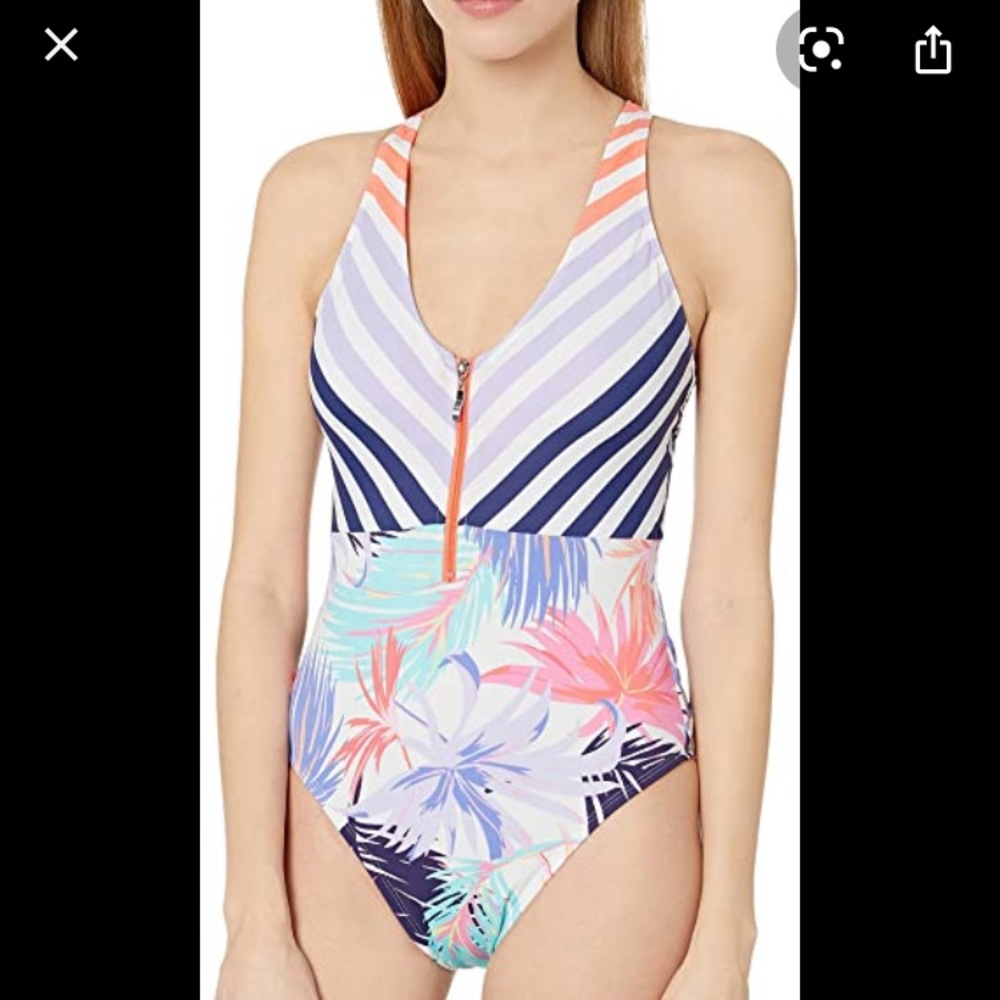 Hobie Women's Zip Front One Piece Swimsuit